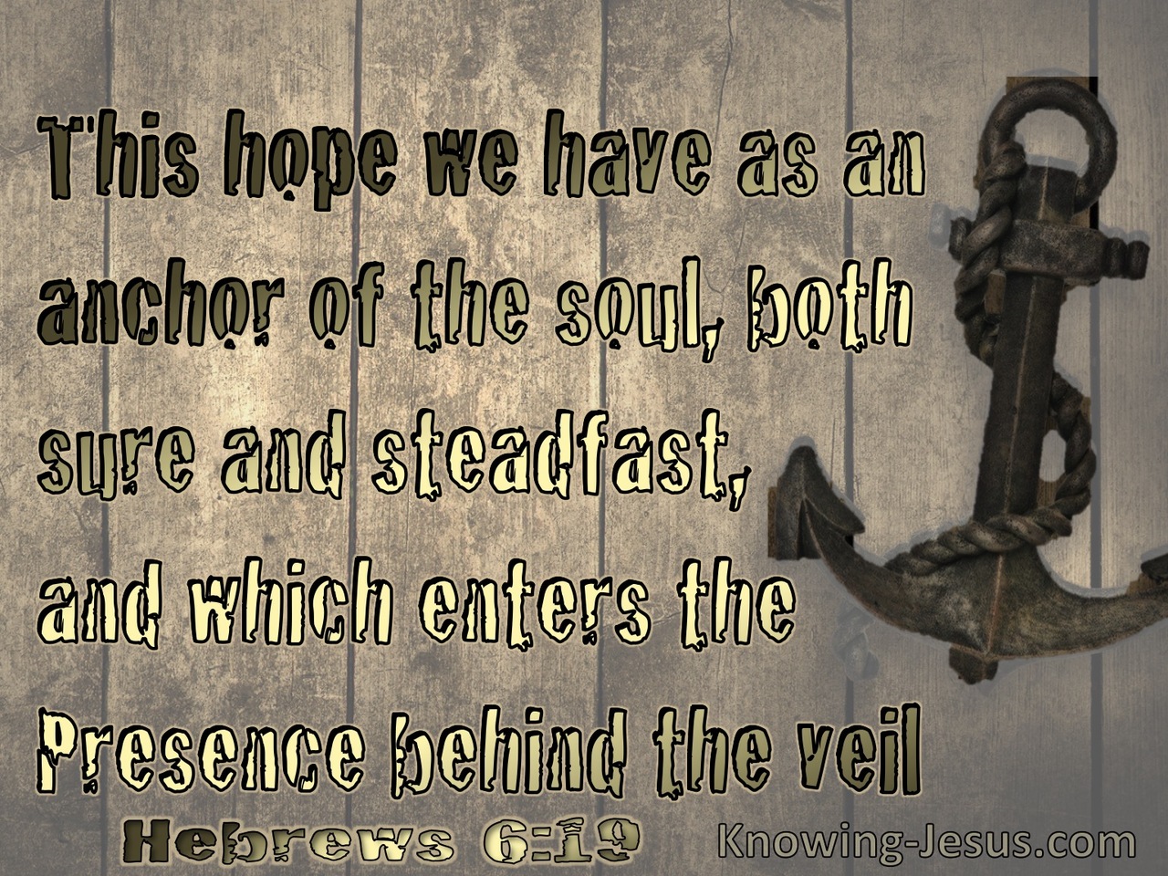 Hebrews 6:19 We Have This Hope As An Anchor To The Soul Stedfast And Sure (brown)